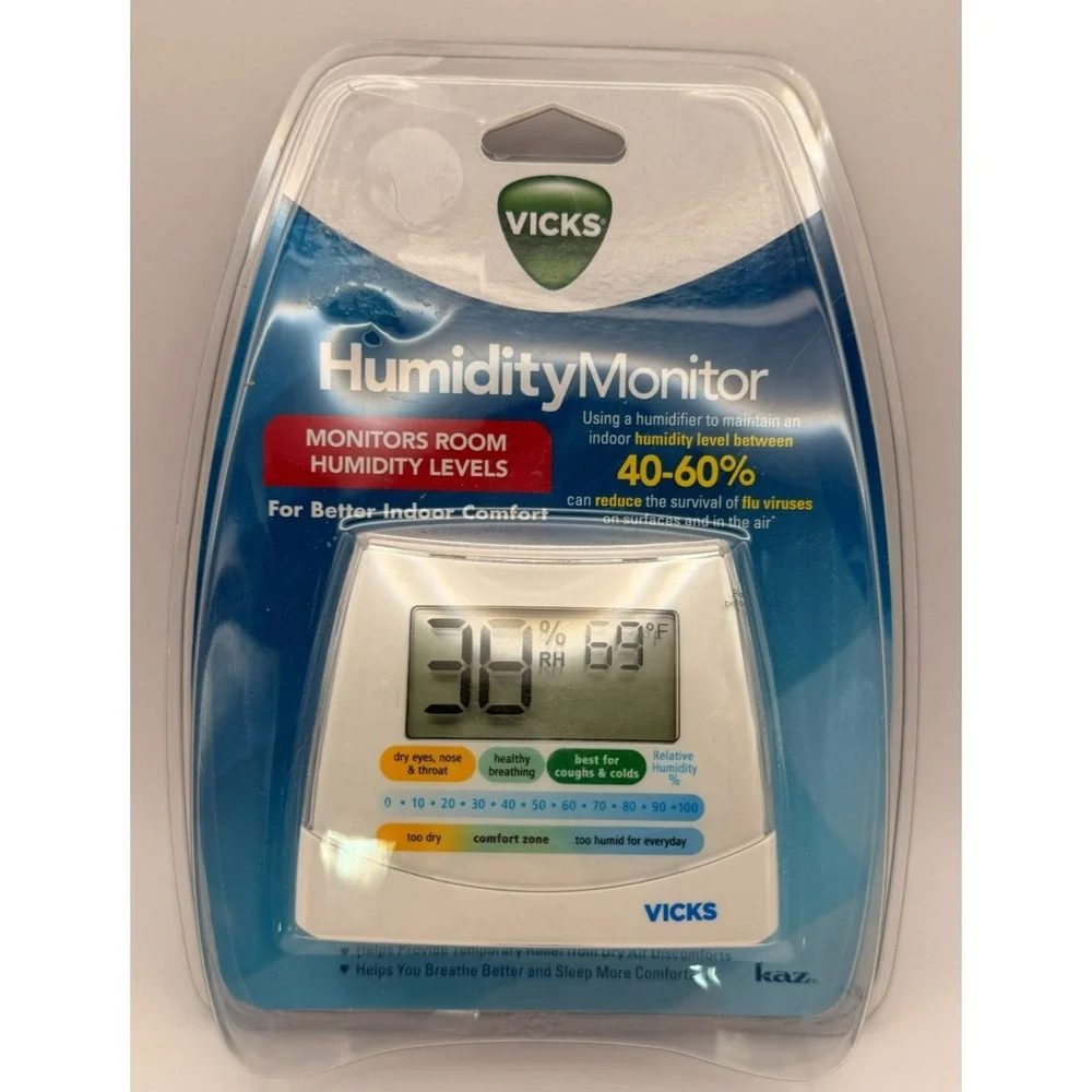 Vicks Humidity Monitor Digital‎ Hygrometer Thermometer Indoor Humidity Gauge V70